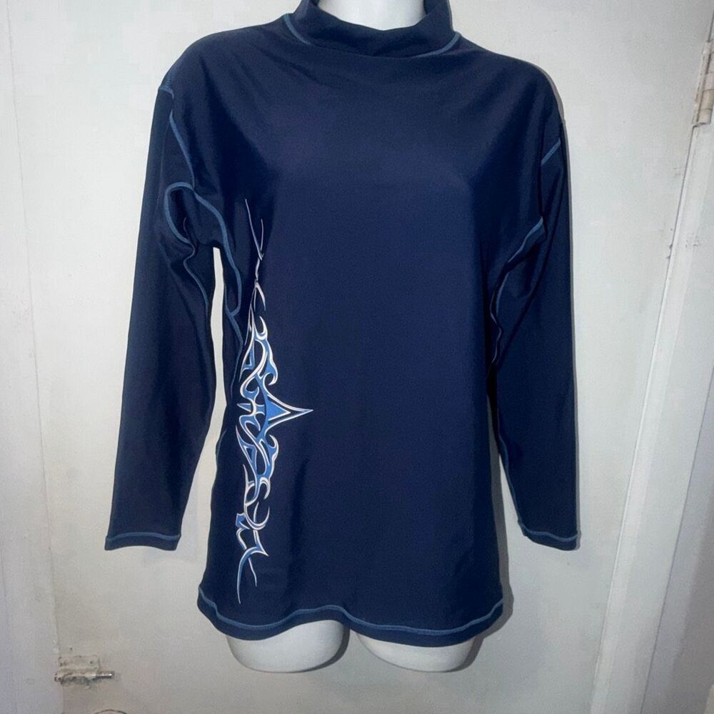 ARENA Navy Blue Graphic Longsleeve Rash Guard Top-L